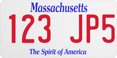 MA license plate 123JP5