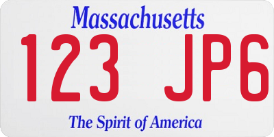 MA license plate 123JP6