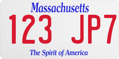 MA license plate 123JP7