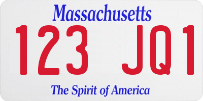 MA license plate 123JQ1