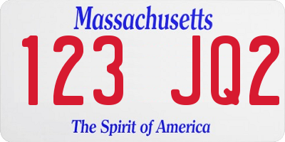 MA license plate 123JQ2