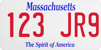 MA license plate 123JR9