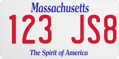 MA license plate 123JS8