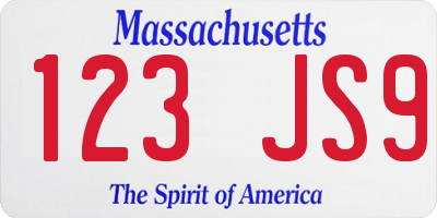 MA license plate 123JS9