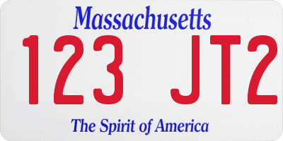 MA license plate 123JT2