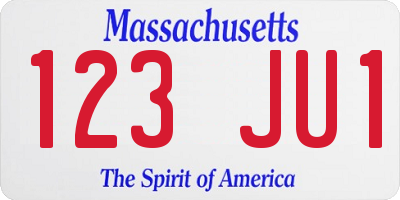 MA license plate 123JU1