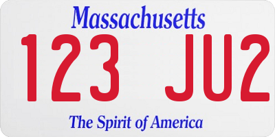 MA license plate 123JU2
