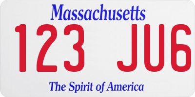 MA license plate 123JU6
