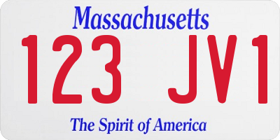 MA license plate 123JV1