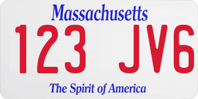 MA license plate 123JV6