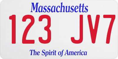 MA license plate 123JV7