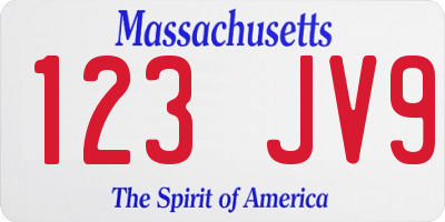MA license plate 123JV9