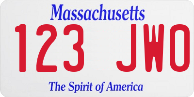 MA license plate 123JW0