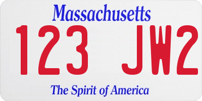 MA license plate 123JW2