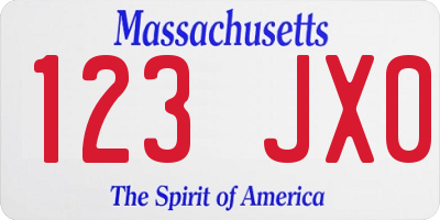 MA license plate 123JX0