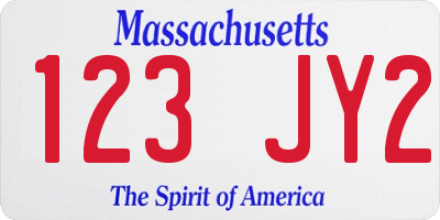 MA license plate 123JY2