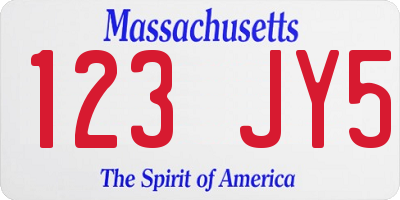 MA license plate 123JY5