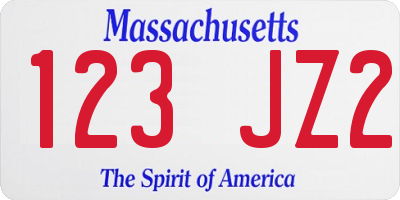 MA license plate 123JZ2