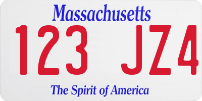 MA license plate 123JZ4