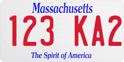 MA license plate 123KA2
