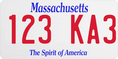 MA license plate 123KA3
