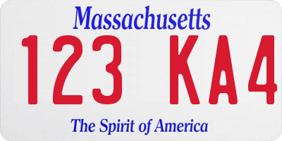 MA license plate 123KA4