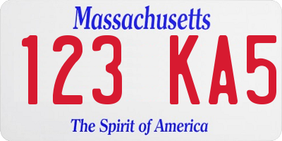 MA license plate 123KA5