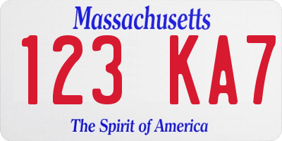 MA license plate 123KA7
