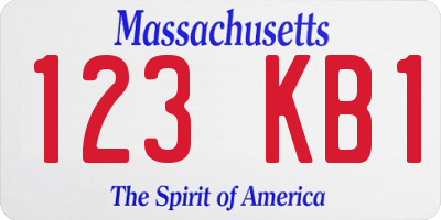 MA license plate 123KB1
