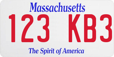 MA license plate 123KB3