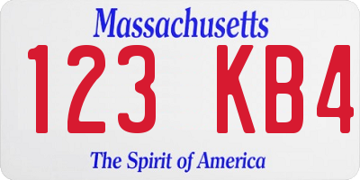 MA license plate 123KB4
