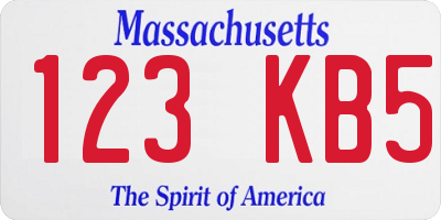 MA license plate 123KB5