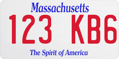 MA license plate 123KB6