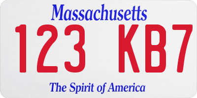 MA license plate 123KB7