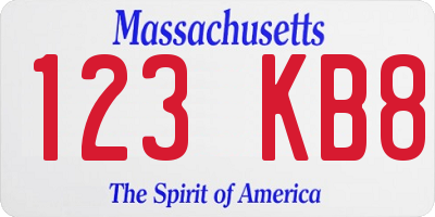 MA license plate 123KB8