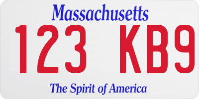MA license plate 123KB9