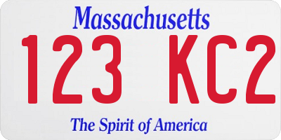 MA license plate 123KC2