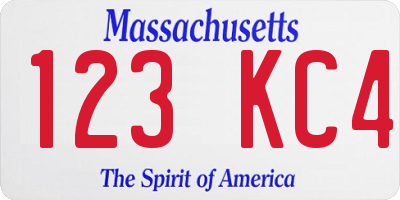 MA license plate 123KC4