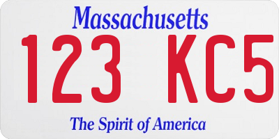 MA license plate 123KC5