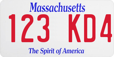 MA license plate 123KD4