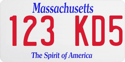 MA license plate 123KD5