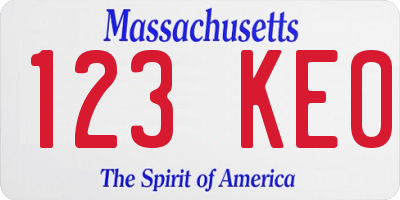 MA license plate 123KE0