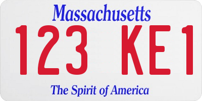 MA license plate 123KE1