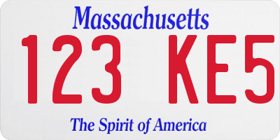 MA license plate 123KE5