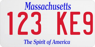 MA license plate 123KE9