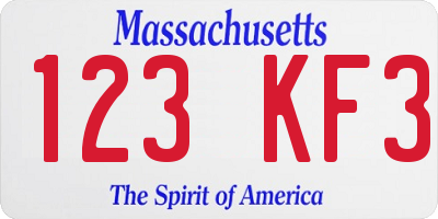MA license plate 123KF3