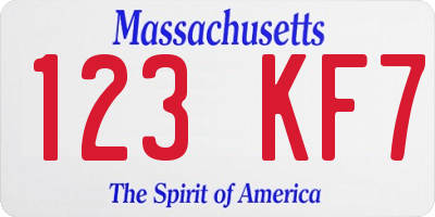 MA license plate 123KF7