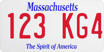 MA license plate 123KG4