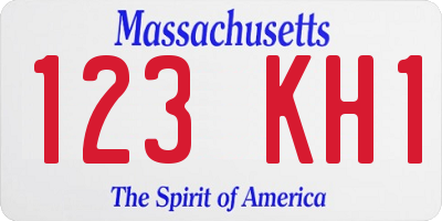 MA license plate 123KH1