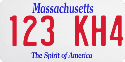MA license plate 123KH4